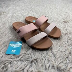 NWT Reef Women's 10 Super Comfy Slide Sandals Pink Ivory Beach Resort Vacation